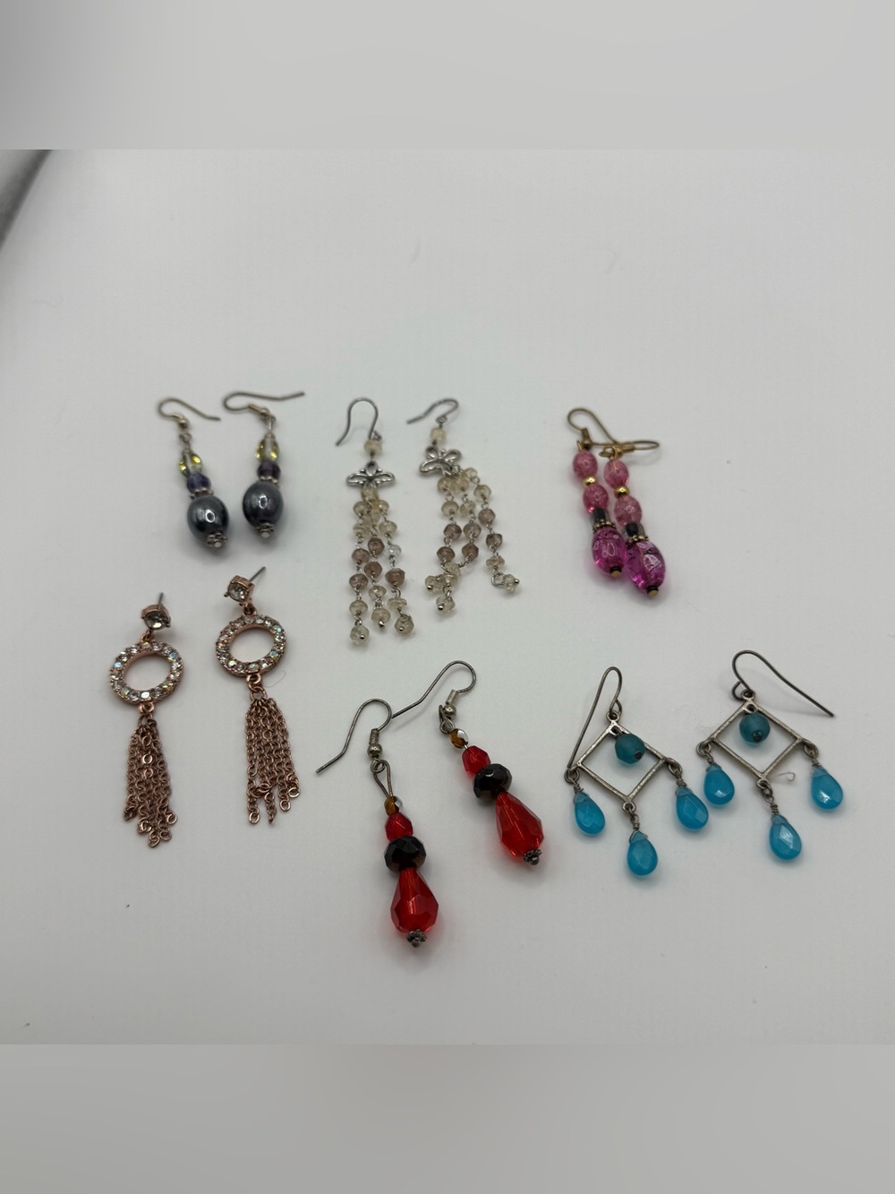 Handmade Mixed Color Beaded Drop Earrings